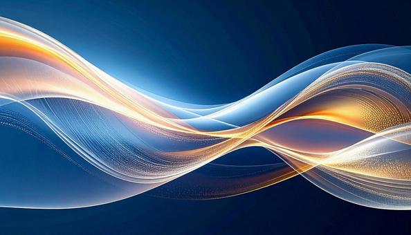 青と金の光の波 抽象デザインの写真