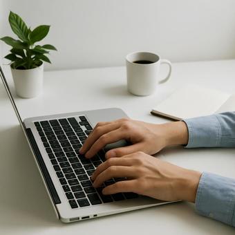 タイピングする手元 タイピングする手元の写真