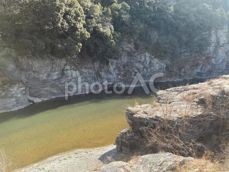 冬の長瀞岩畳の風景 長瀞,岩畳,岩の写真素材