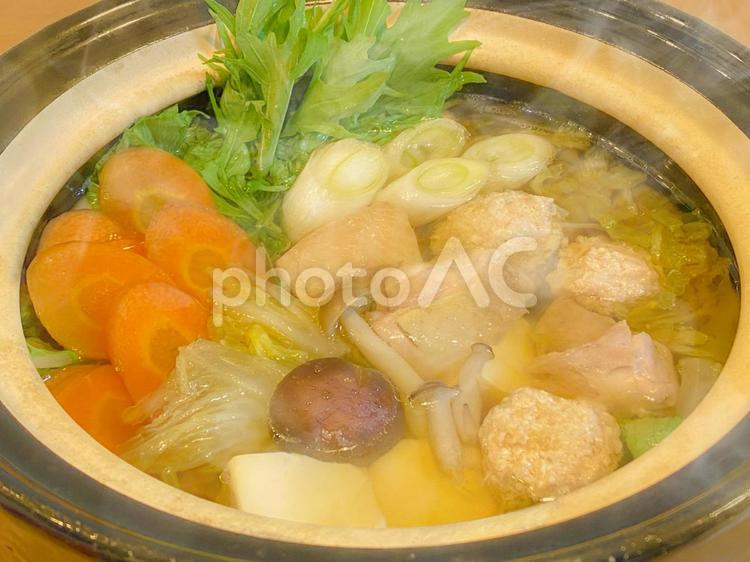 野菜と鶏肉を使った寄せ鍋 鍋,寄せ鍋,野菜の写真素材