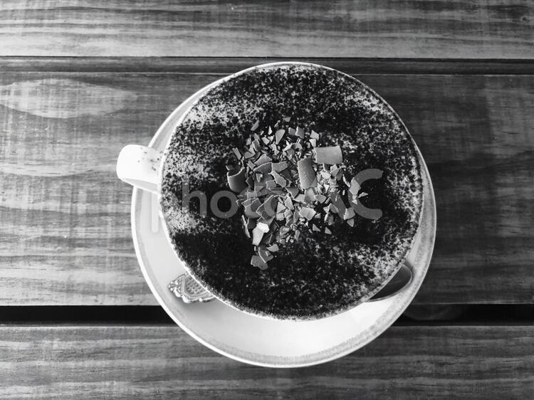 コーヒー(モノクロ) コーヒー,カプチーノ,カフェラテの写真素材