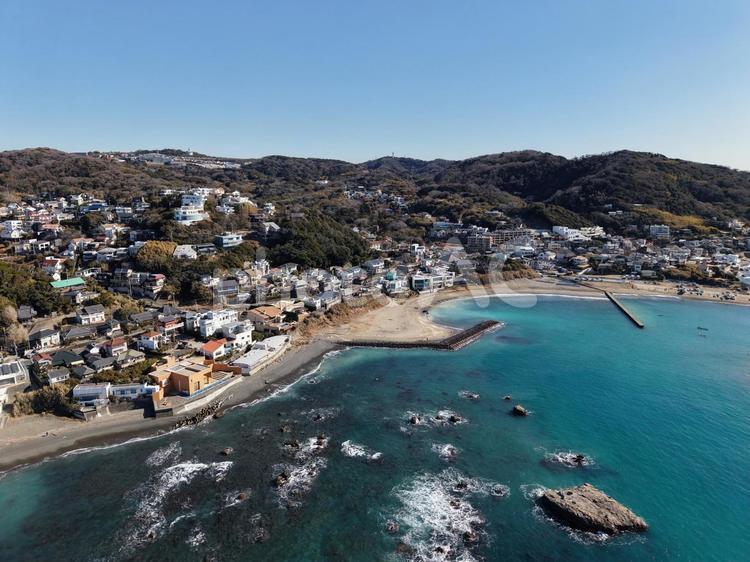 横須賀・関根海岸 ドローン,空撮,関根海岸の写真素材