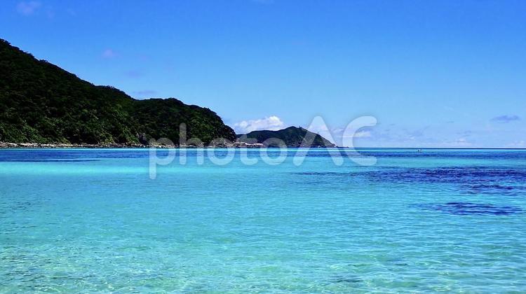 沖縄県渡嘉敷島の阿波連ビーチ 阿波連,海,コバルトブルーの写真素材