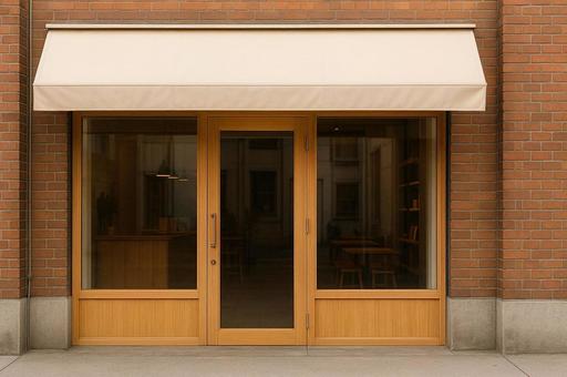 レンガの店舗外観と入口・お店の入り口 レンガの店舗外観と入口・お店の入り口の写真
