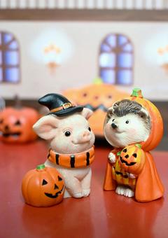 動物たちのハロウィンパーティ 動物たちのハロウィンパーティ ハロウィン,仮装,かぼちゃの写真素材