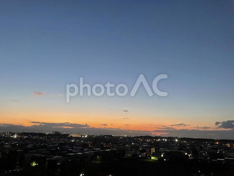 夕暮れ 秋,自然,空の写真素材
