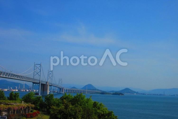 香川県-与島PAから望む瀬戸大橋 与島pa,瀬戸大橋,橋の写真素材