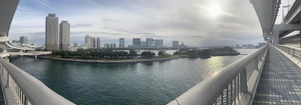 Photo, rainbow bridge, tokyo, gulf, 