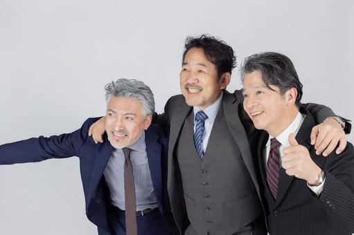 ハイテンションのミドルビジネスパーソン ハイテンションのミドルビジネスパーソン エグゼクティブ,人物,歩くの写真素材