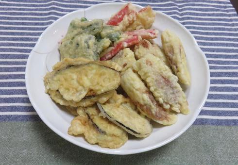 Photo, tempura, eggplant, chikuwa, 