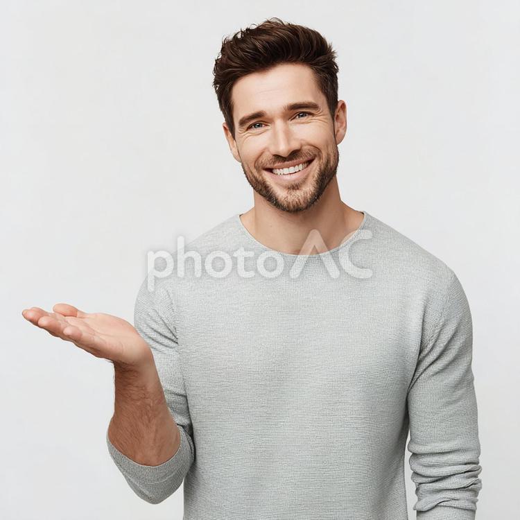 笑顔で提案するスポーツウェアの男性 男性,笑顔,幸せの写真素材