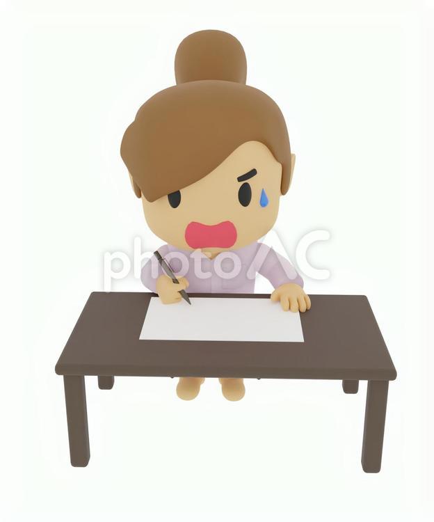 資格勉強や仕事するパジャマ患者 女,クレイアート,人の写真素材