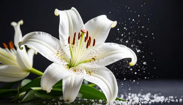 白いテッポウユリの花 白いテッポウユリの花の写真