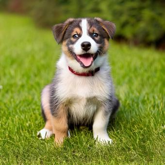 笑っている子犬 笑っている子犬の写真