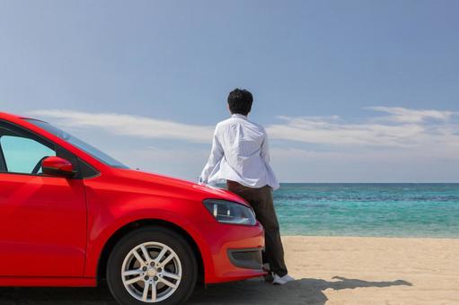 海へドライブ 海へドライブ 日本人,男性,ドライブの写真素材
