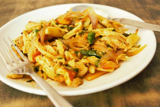 ネパール料理　チキンチョエラ　３ チョイラ,チョエラ,鶏肉の写真素材