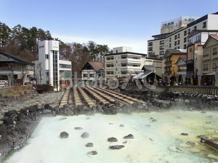 群馬・草津温泉の湯畑 群馬,草津,草津温泉の写真素材