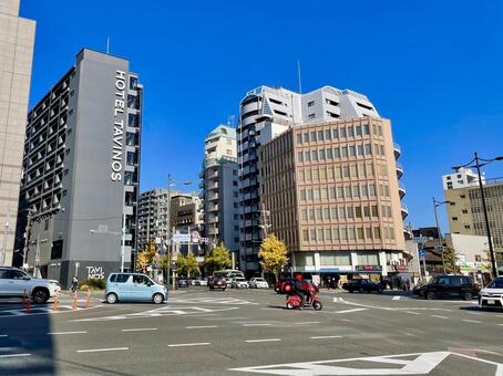 京都市河原町五条交差点 河原町五条,五条通,河原町通の写真素材