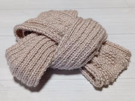 マフラー 毛糸,アクリル,棒針編みの写真素材