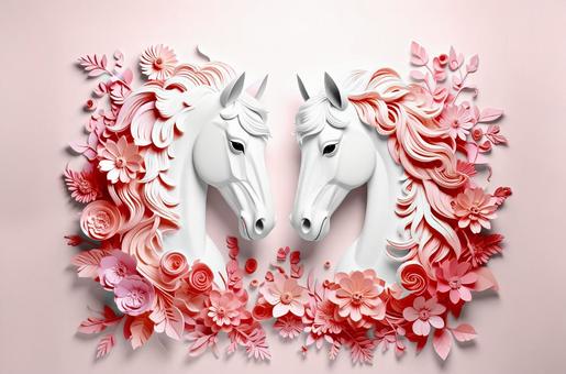 ペーパークラフト風の馬 ペーパークラフト風の馬の写真