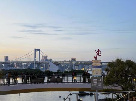 夕暮れのお台場から見た東京の景色 夕暮れのお台場から見た東京の景色 東京,お台場,東京湾の写真素材
