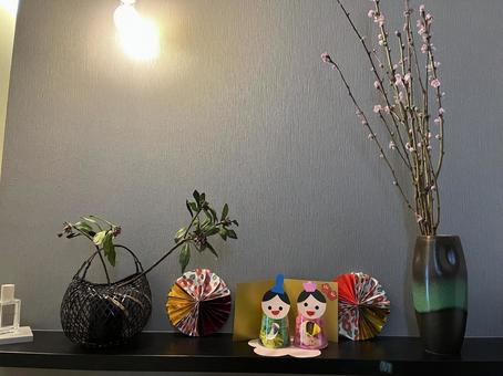 玄関飾り 桃の節句,ひなまつり,飾りの写真素材