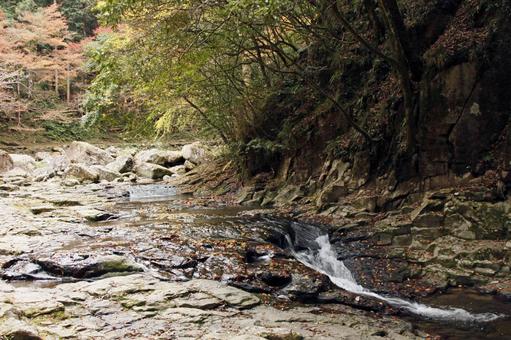 岩肌に沿って流れる清流 岩肌に沿って流れる清流の写真