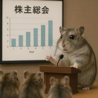 Hamster giving a management report at a shareholders meeting, hamster, djangarian hamster, general meeting of shareholders, JPG
