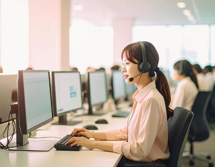 コールセンター　ヘッドセットの写真