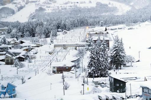 雪国の風景 雪景色,ノルディックスキー,クロスカントリースキーの写真素材