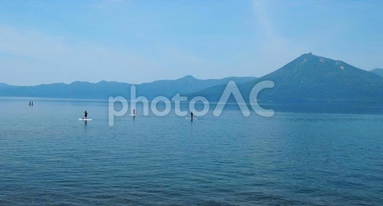 北海道　夏の支笏湖風景 湖,支笏湖,カルデラ湖の写真素材