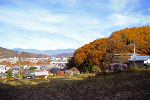 諏訪大社上社前宮からの眺望　3 里山,信濃,長野県の写真素材