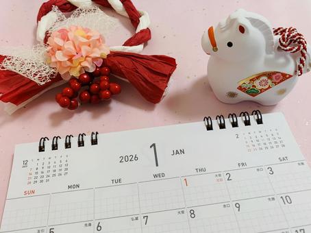 2026年1月カレンダー 1月,1月カレンダー,新年の写真素材