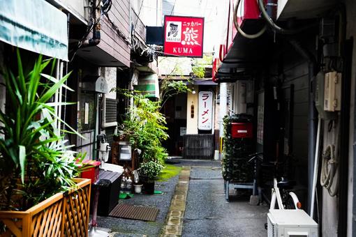 久留米市 路地,商店街,町の写真素材