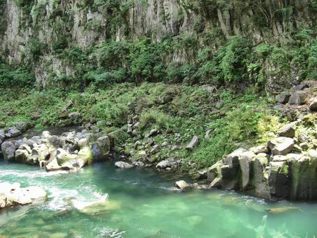 高千穂峡の風景-7 高千穂峡,宮崎県高千穂町,峡谷の写真素材