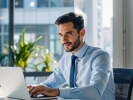 仕事中のビジネスマンの写真