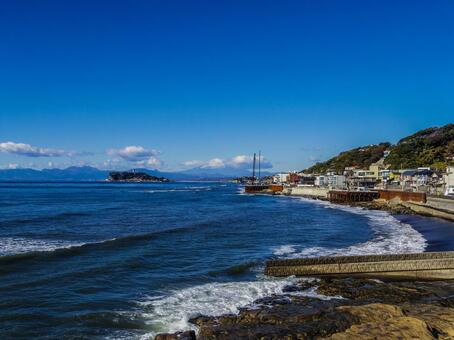 【神奈川県】鎌倉市・稲村ケ崎 稲村ケ崎,鎌倉海浜公園,鎌倉市の写真素材