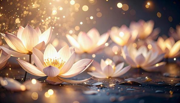 舞う光と水の花びらの写真