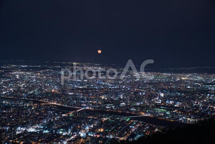 日本新三大夜景　札幌の夜景　光の絶景　札幌のブルー 夜景,都会,札幌の写真素材