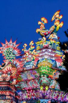 天空の不夜城 天空の不夜城,祭り,能代市の写真素材