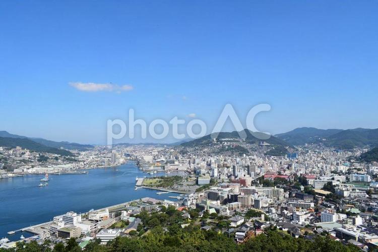 長崎港と街並み 海,風景,眺望の写真素材