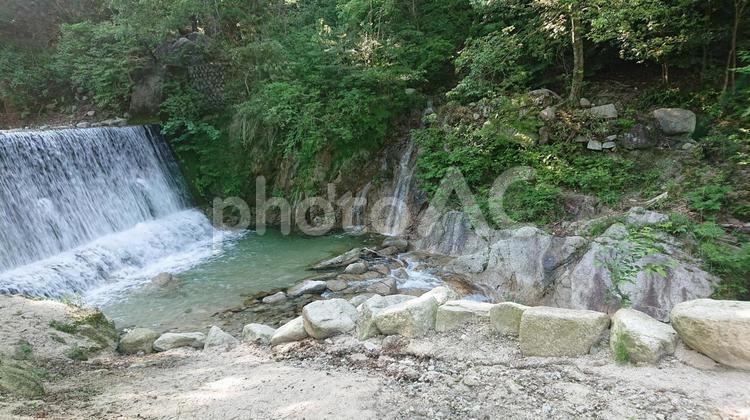 山の中の川　滝 滝,流水,川の写真素材