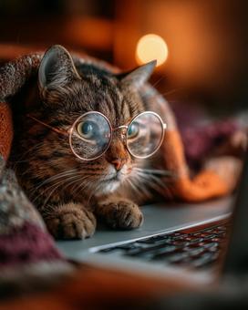 くつろぎのひととき:パソコンと猫 くつろぎのひととき:パソコンと猫の写真
