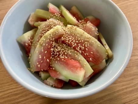 Watermelon rind pickles (sesame soy sauce flavor), JPG Watermelon rind pickles (sesame soy sauce flavor), JPG