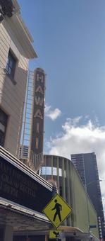 ハワイの街並みとHAWAIIの文字 ハワイの街並みとHAWAIIの文字 ハワイ,ホノルル,街並みの写真素材