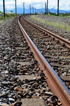 鉄道線路 羽越本線 山形県庄内 線路,電車線路,鉄道線路の写真素材