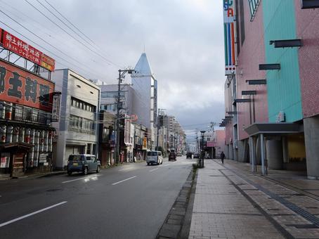青森 中央古川通り 青森,中央古川通り,青森市役所駅前庁舎の写真素材