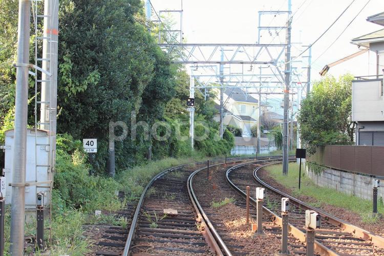 路面電車の街並み 路面電車,線路,踏切の写真素材
