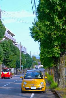 秋の坂道のイタ車②(縦長) 秋の坂道のイタ車②(縦長) 車,坂道,秋の写真素材