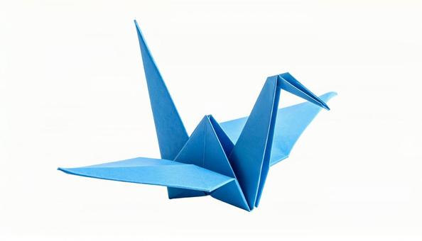 水色の折り鶴 折り紙 (背景透過) 水色の折り鶴 折り紙 (背景透過)の写真